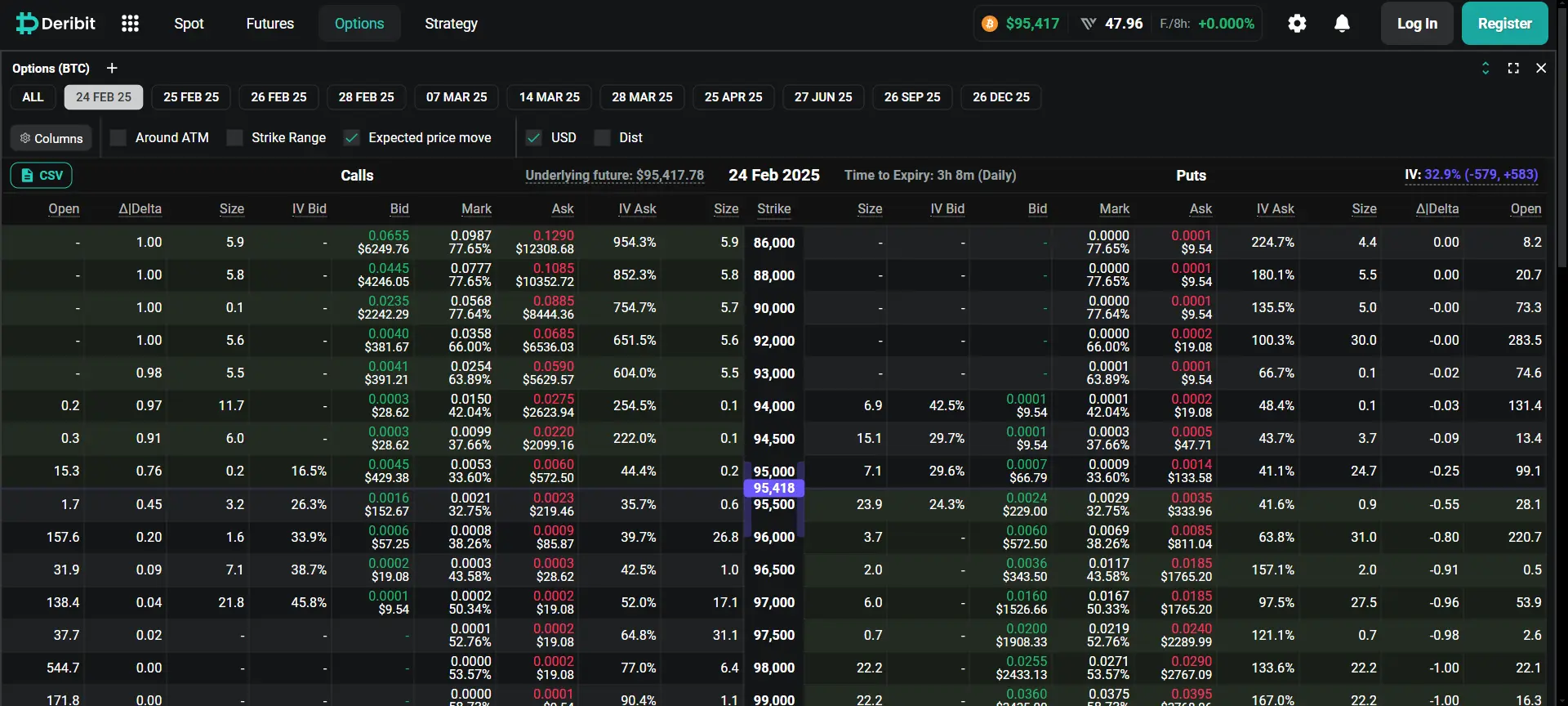deribit option trading ui
