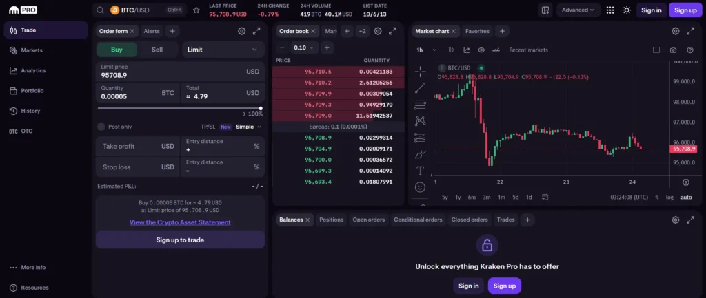 kraken exchange trading ui